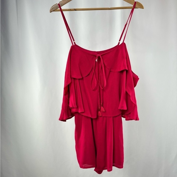 NWT L*Space Seaside Ruffle Romper in Cherry Red Size Medium‎ - Picture 6 of 16